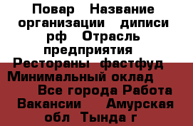 Повар › Название организации ­ диписи.рф › Отрасль предприятия ­ Рестораны, фастфуд › Минимальный оклад ­ 10 000 - Все города Работа » Вакансии   . Амурская обл.,Тында г.